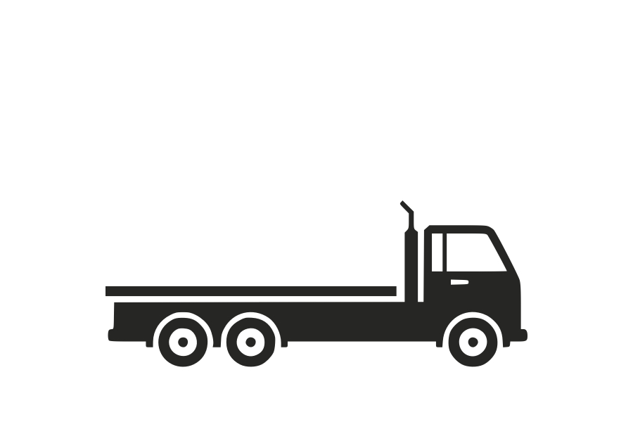 Silhouette of a flatbed truck, ideal for logistics and transport services