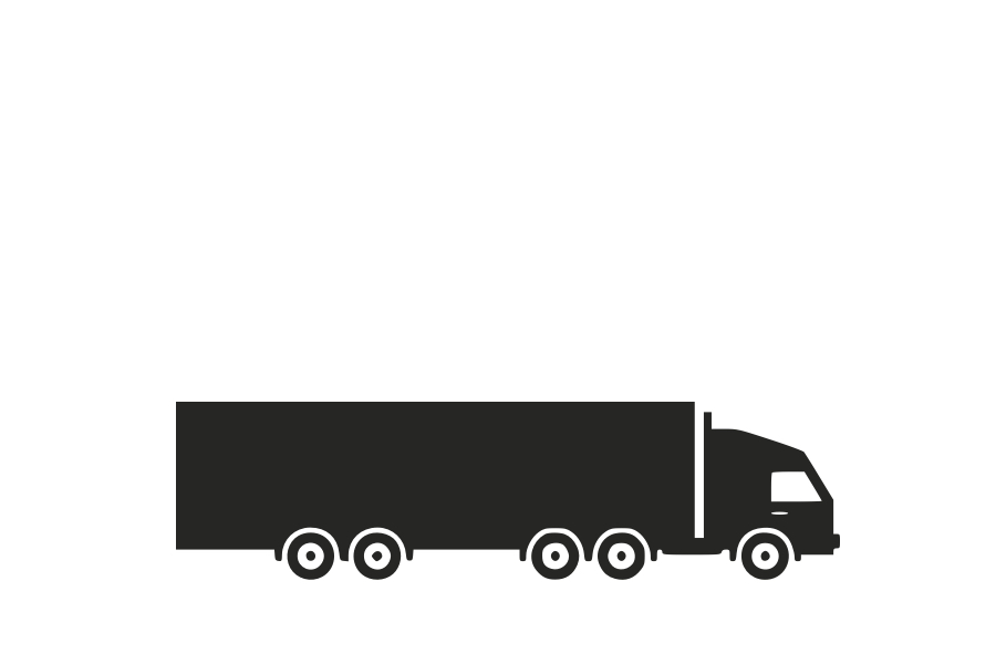 Iconic silhouette of a semi-truck with a trailer for freight and logistics