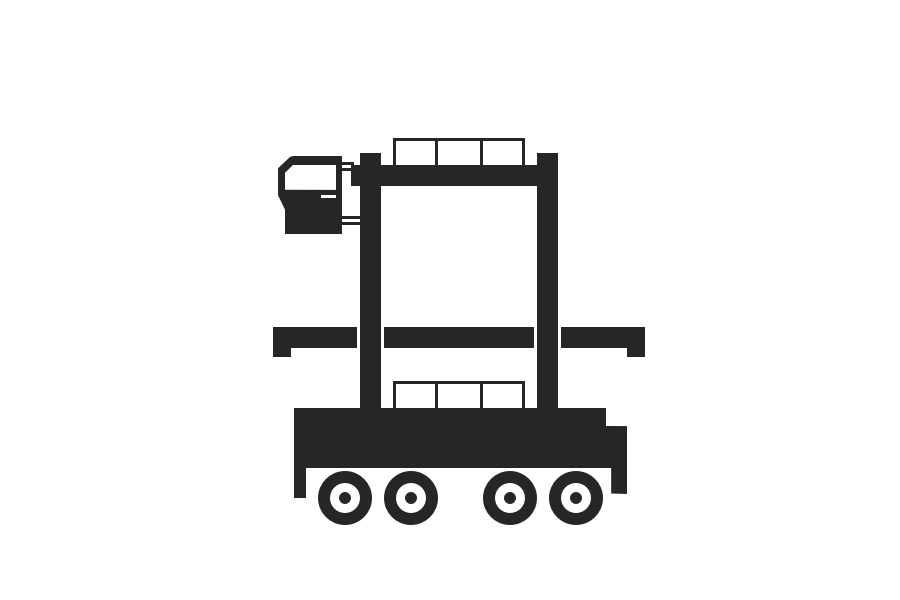 Silhouette of a straddle carrier for container loading and unloading in port logistics